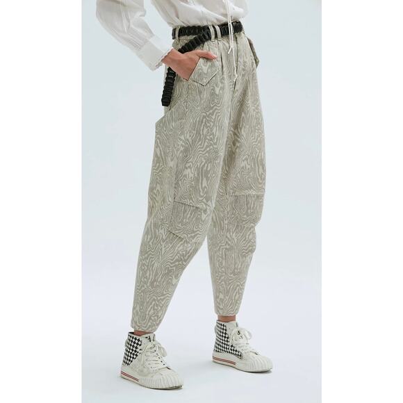 New Maria Cher Tila Slouchy Pants Babucha Neutral High Rise Baggy 30 Loose - Picture 1 of 15